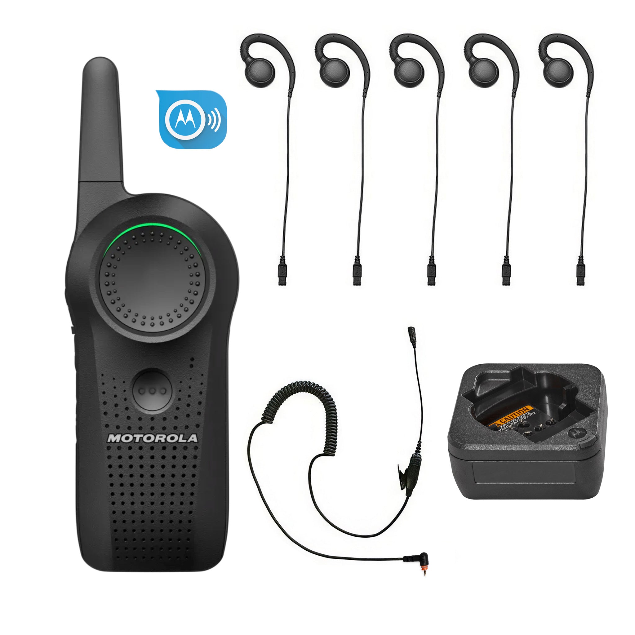 Motorola Curve five-piece earpiece set with single unit charger and subscription.