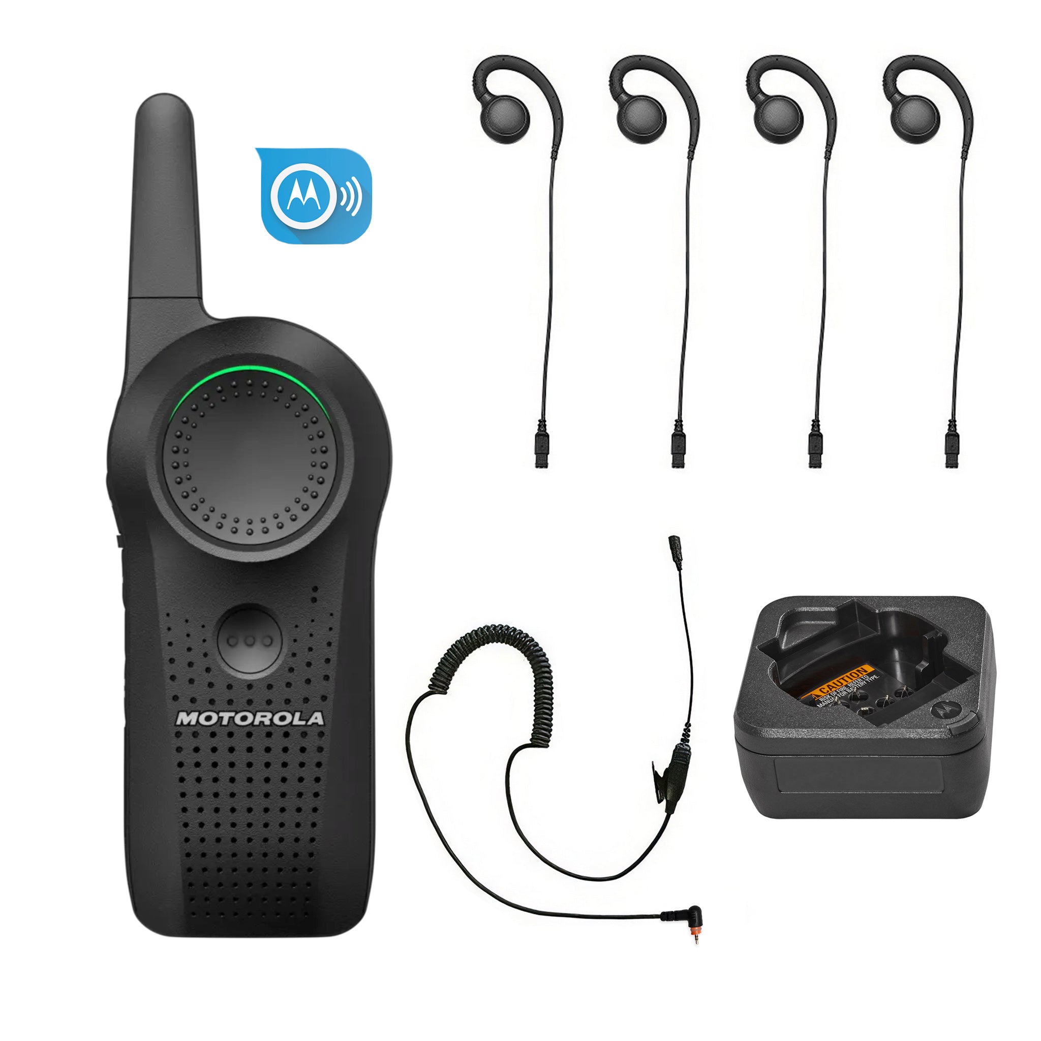 Motorola Curve two-piece earpiece set with single unit charger and subscription.