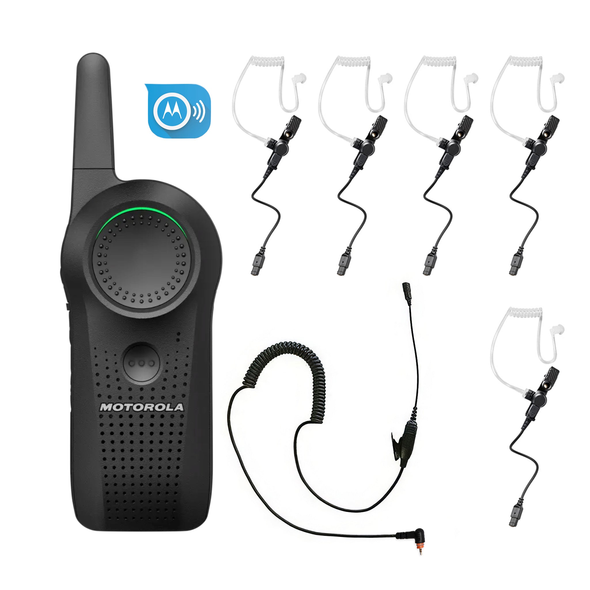 Motorola Curve five-piece clear eartube surveillance earpiece set with subscription.