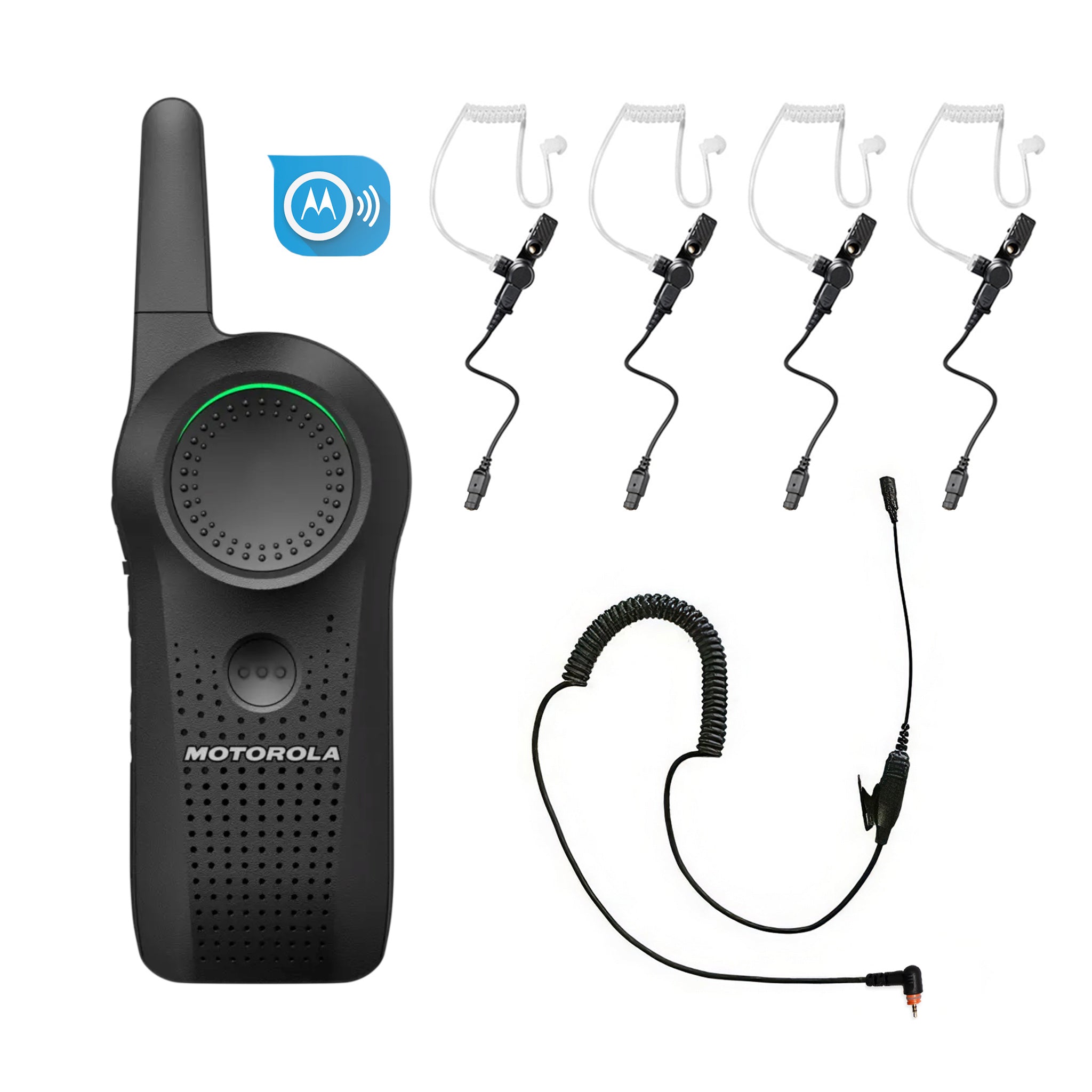 Motorola Curve four-piece clear eartube surveillance earpiece set with subscription.