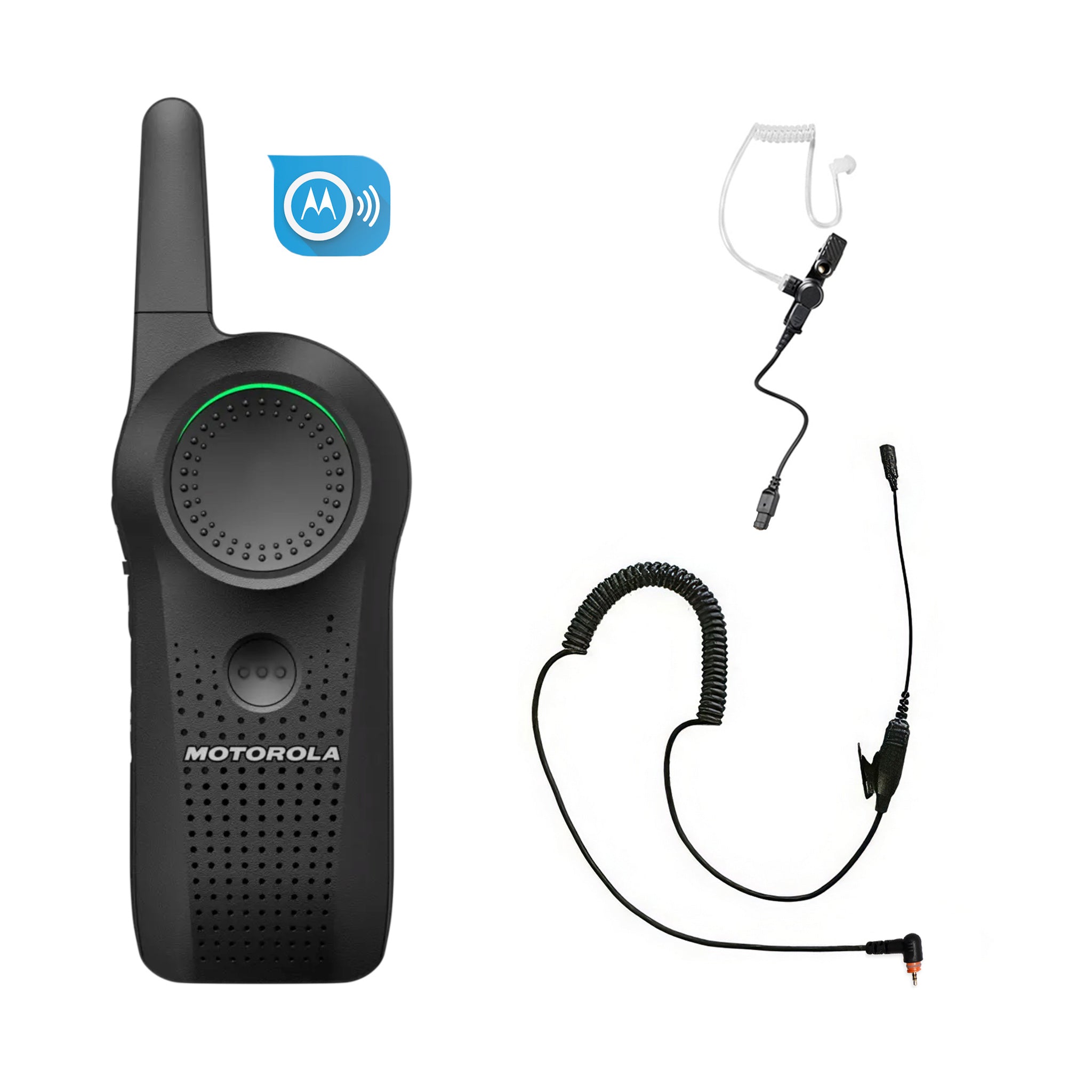 Motorola Curve one-piece clear eartube surveillance earpiece set with subscription.