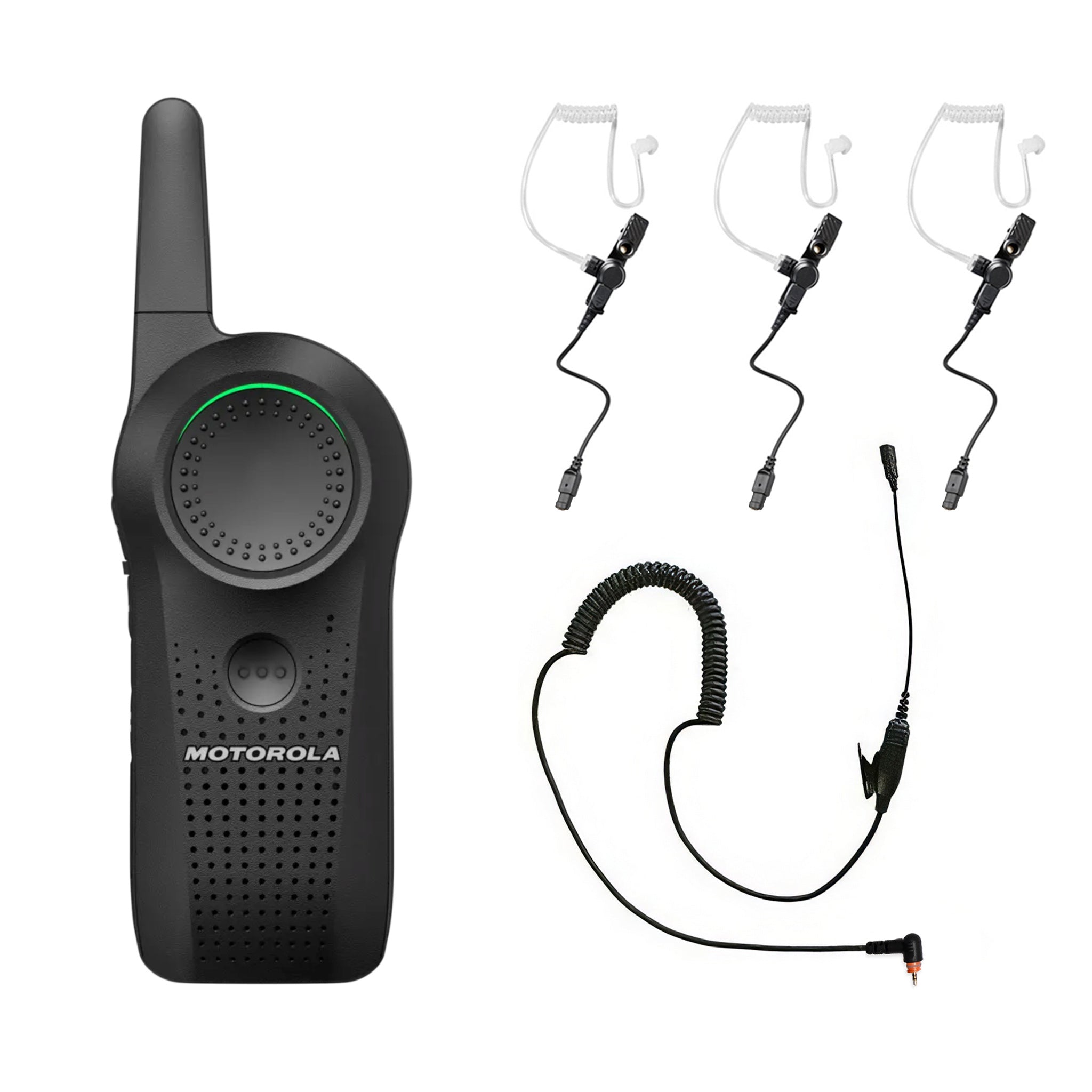 Motorola Curve three-piece clear eartube surveillance earpiece set.