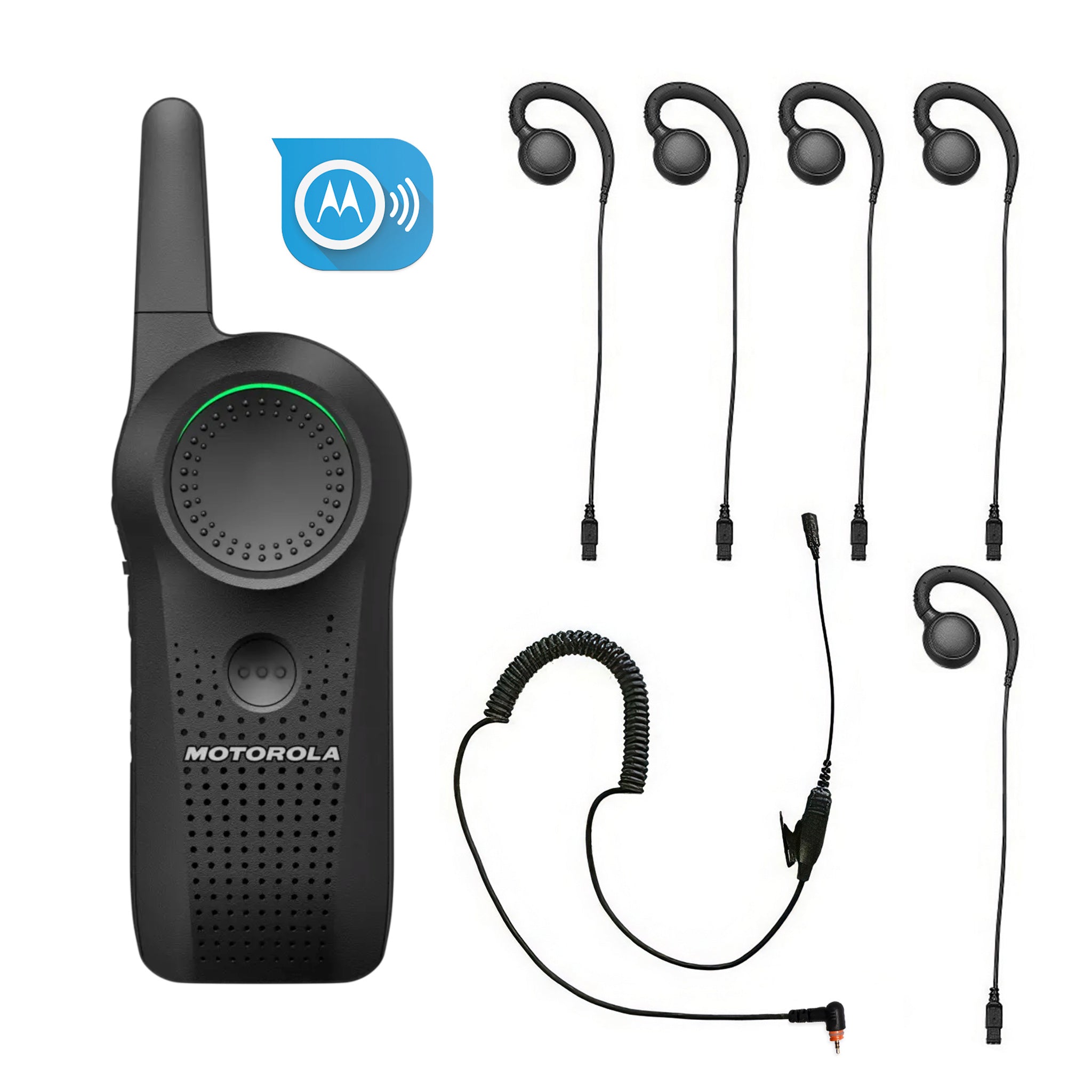 Motorola Curve five-piece earpiece set with subscription for enhanced wireless connectivity.