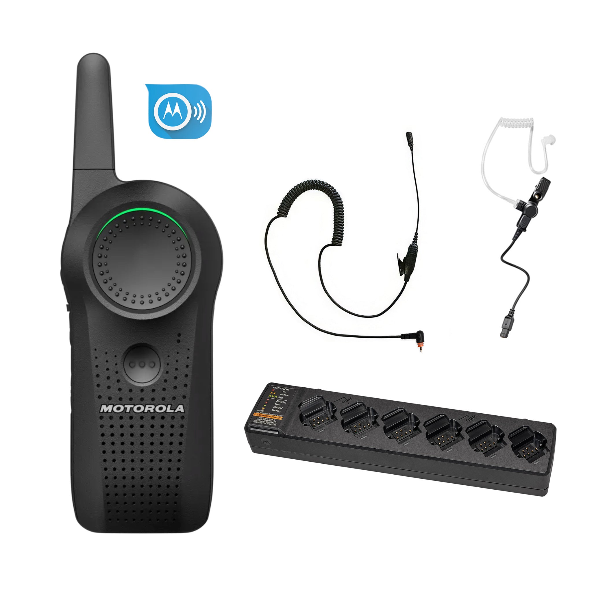 Motorola Curve one-piece earpiece set with multi unit charger and subscription.