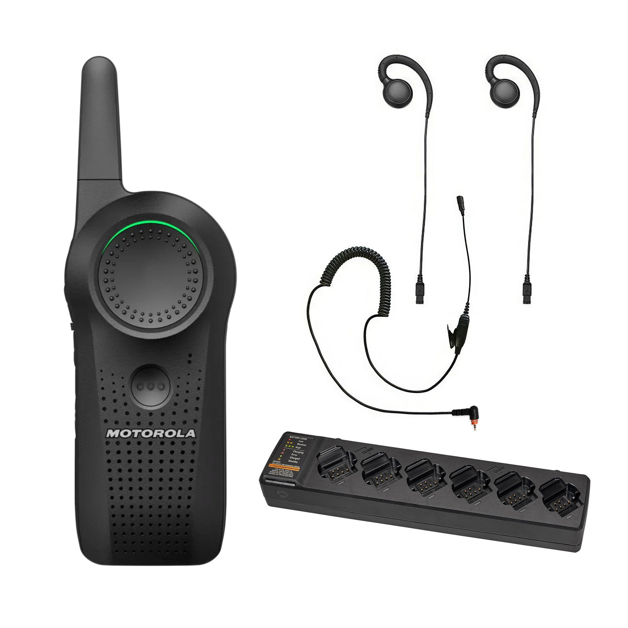 Motorola Curve two-piece earpiece set with multi unit charger.