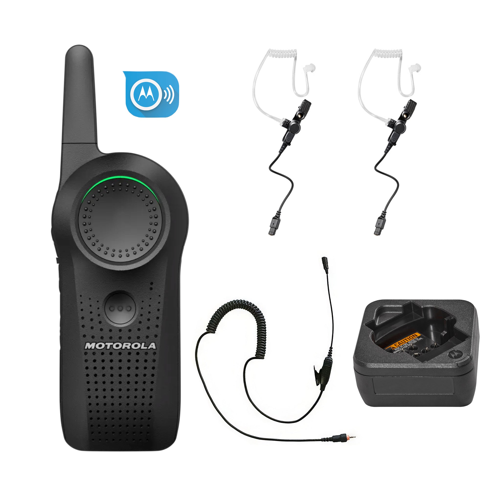 Motorola Curve two-piece earpiece set with single unit charger and subscription.